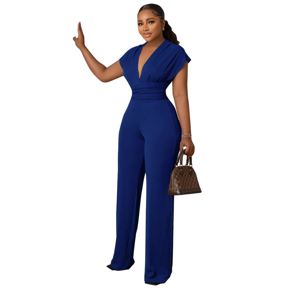 Elegant V-Neck Wide Leg Jumpsuit
