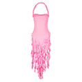 Sexy Pink Ruffle Tassel Sling Dress