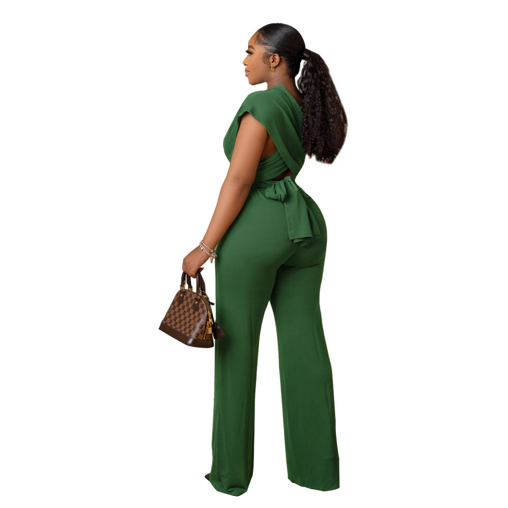 Elegant V-Neck Wide Leg Jumpsuit