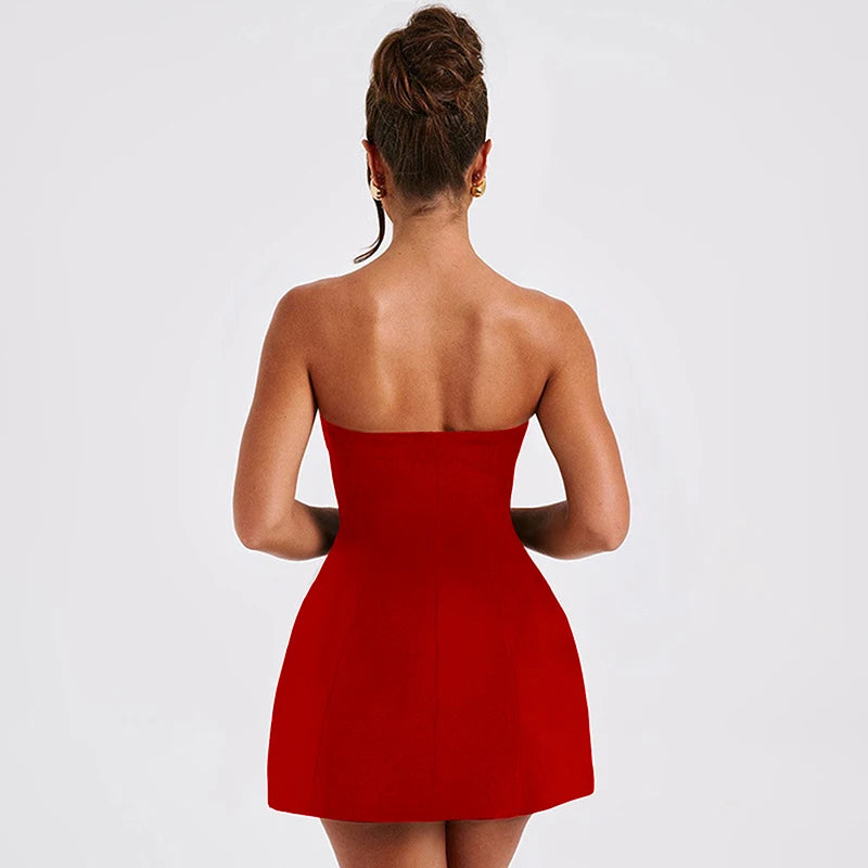 Women's Sexy A-Line Dresses Summer New Solid Sexy Bodycon Sleeveless Off Shoulder Dress Fashion Elegant Club Party Lady Dresses