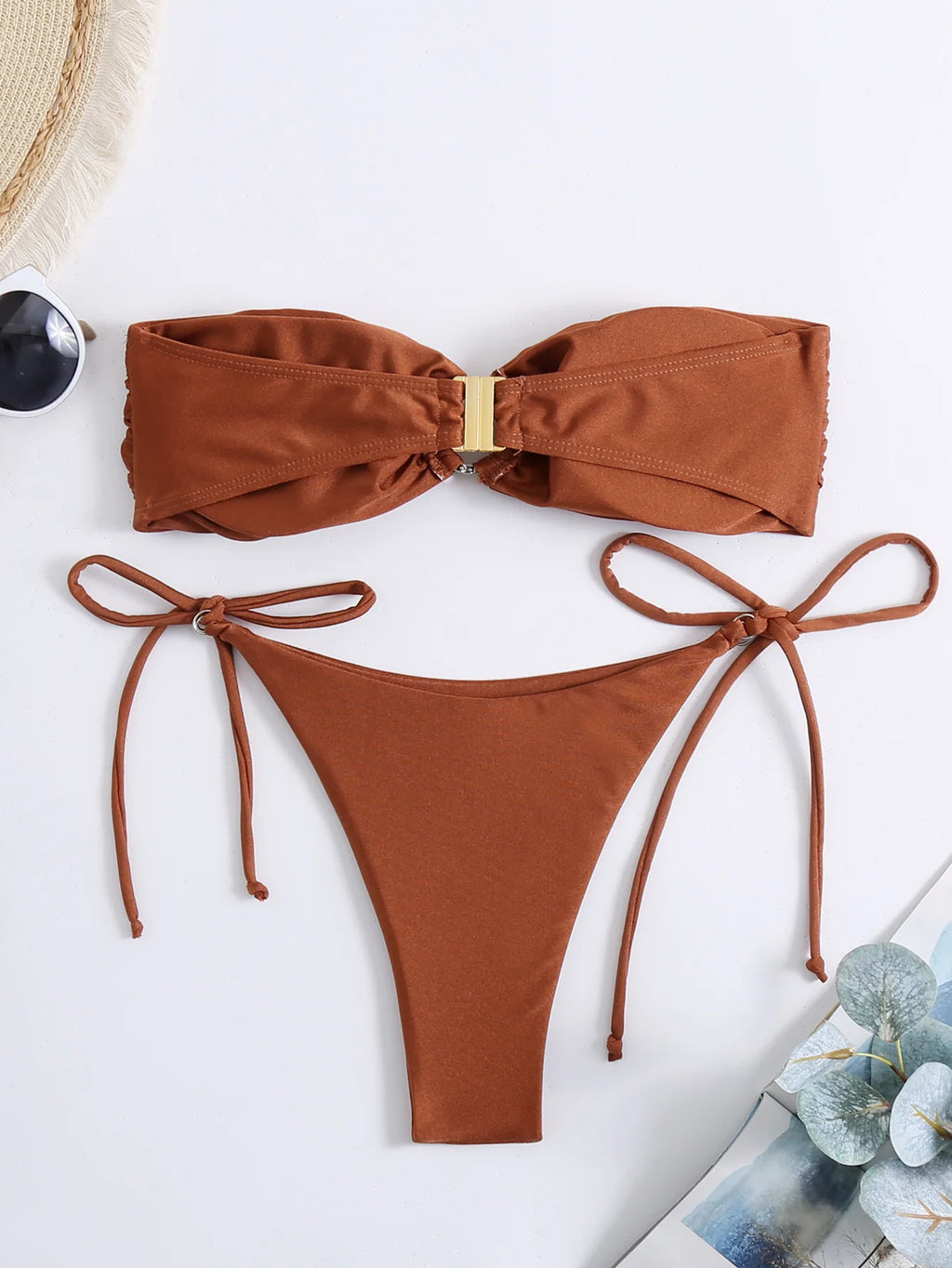 Sexy Women's Swimsuit 2024 New Push Up Bikini Solid Swimwear Women Swimming Bathing Suit for Women 2 Peice Set Monokini Biquini