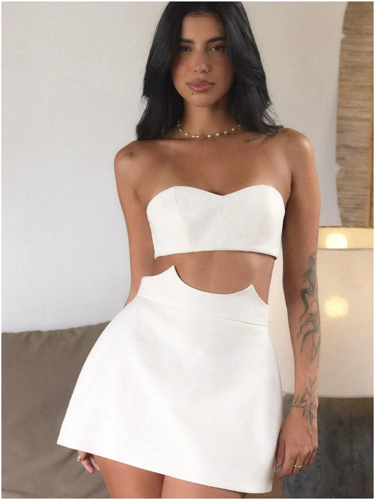 Strapless Backless Mini Skirt Set