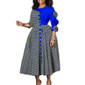 3D Flower A-Line Evening Dress – African Plaid Party Style