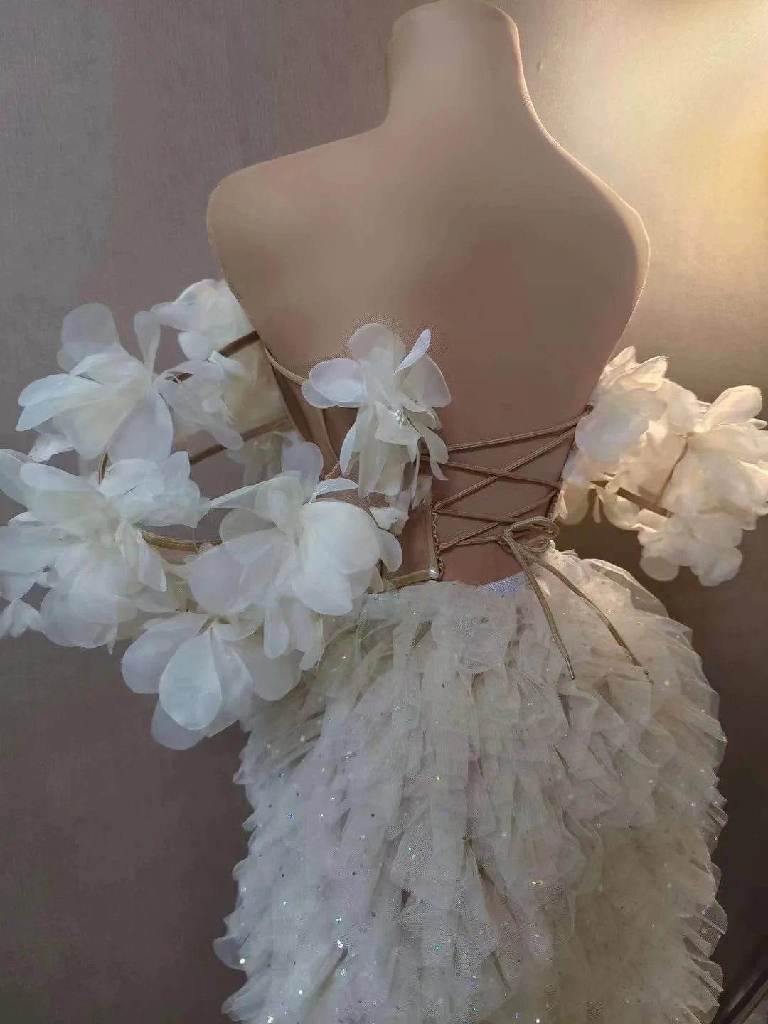 Long Elegant White Flower Evening Dresses For Women Sexy Off Shoulder Beaded Lace African Woman Formal Evening Gowns