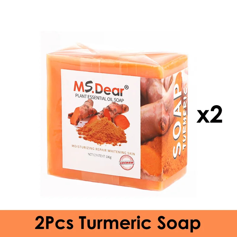 Turmeric Soap Face Cleansing Anti Acne Skin Brighten Remove Pimples Dark Spot Lightening Handmade Ginger Essential Oil Body Bath