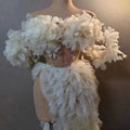 Long Elegant White Flower Evening Dresses For Women Sexy Off Shoulder Beaded Lace African Woman Formal Evening Gowns