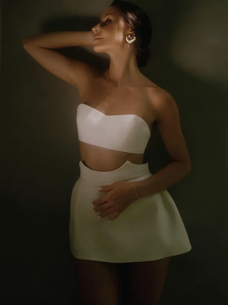 Strapless Backless Mini Skirt Set