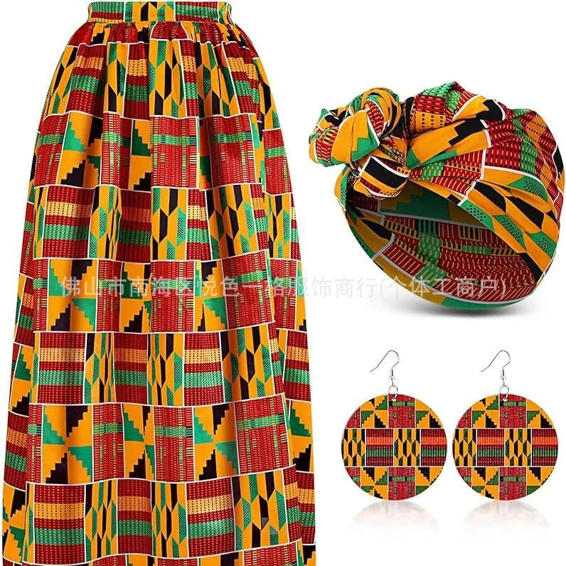 African Clothes for Women Long Print Skirt Maxi S Ankle-Length Plus Size Clothing