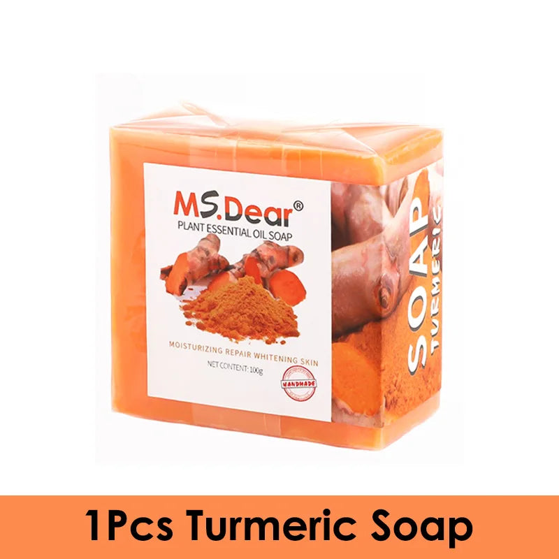 Turmeric Soap Face Cleansing Anti Acne Skin Brighten Remove Pimples Dark Spot Lightening Handmade Ginger Essential Oil Body Bath